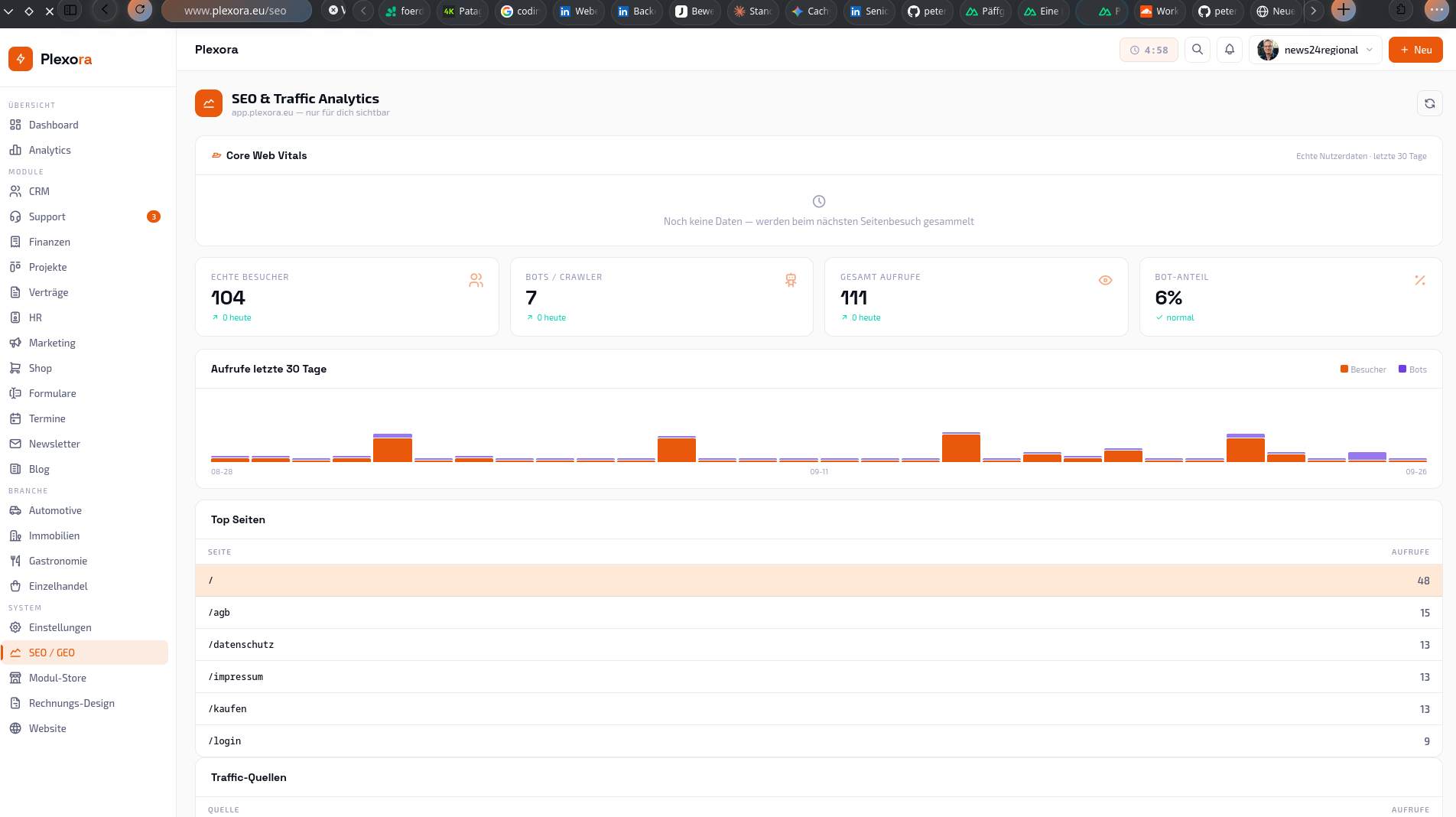 Plexora SEO & Traffic Analytics